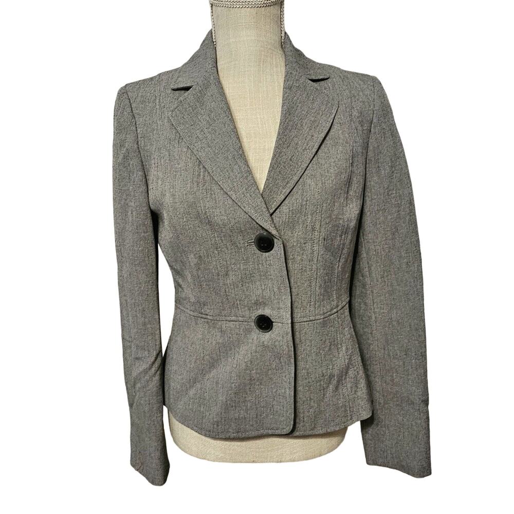 Kasper Womens Gray Two-Button Notch-Collar Blazer Suit Jacket Career Work Size 4